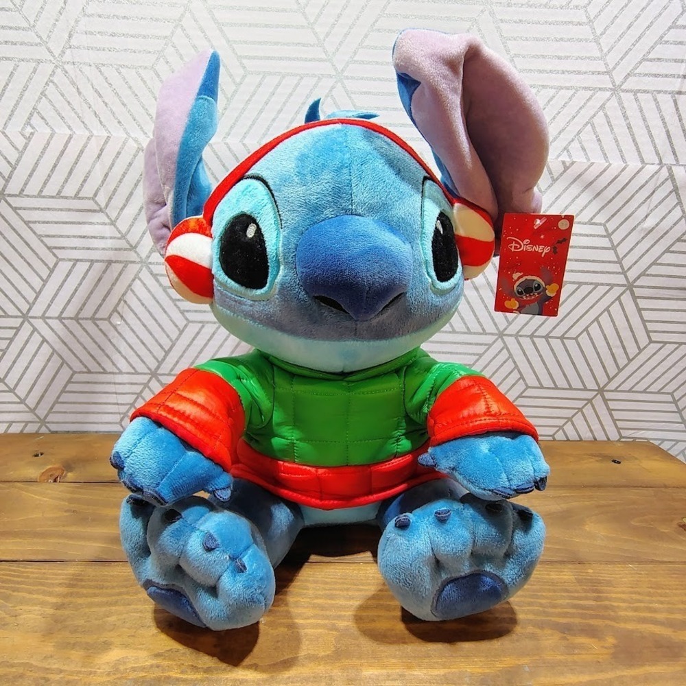 Disney Stitch Plush Holiday Winter Outfit‎ Earmuffs Stuffed Toy NWT